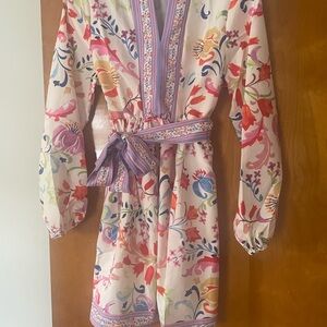 Floral Long Sleeve Dress with Belt